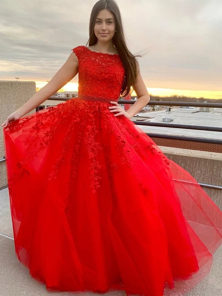 red color long dress