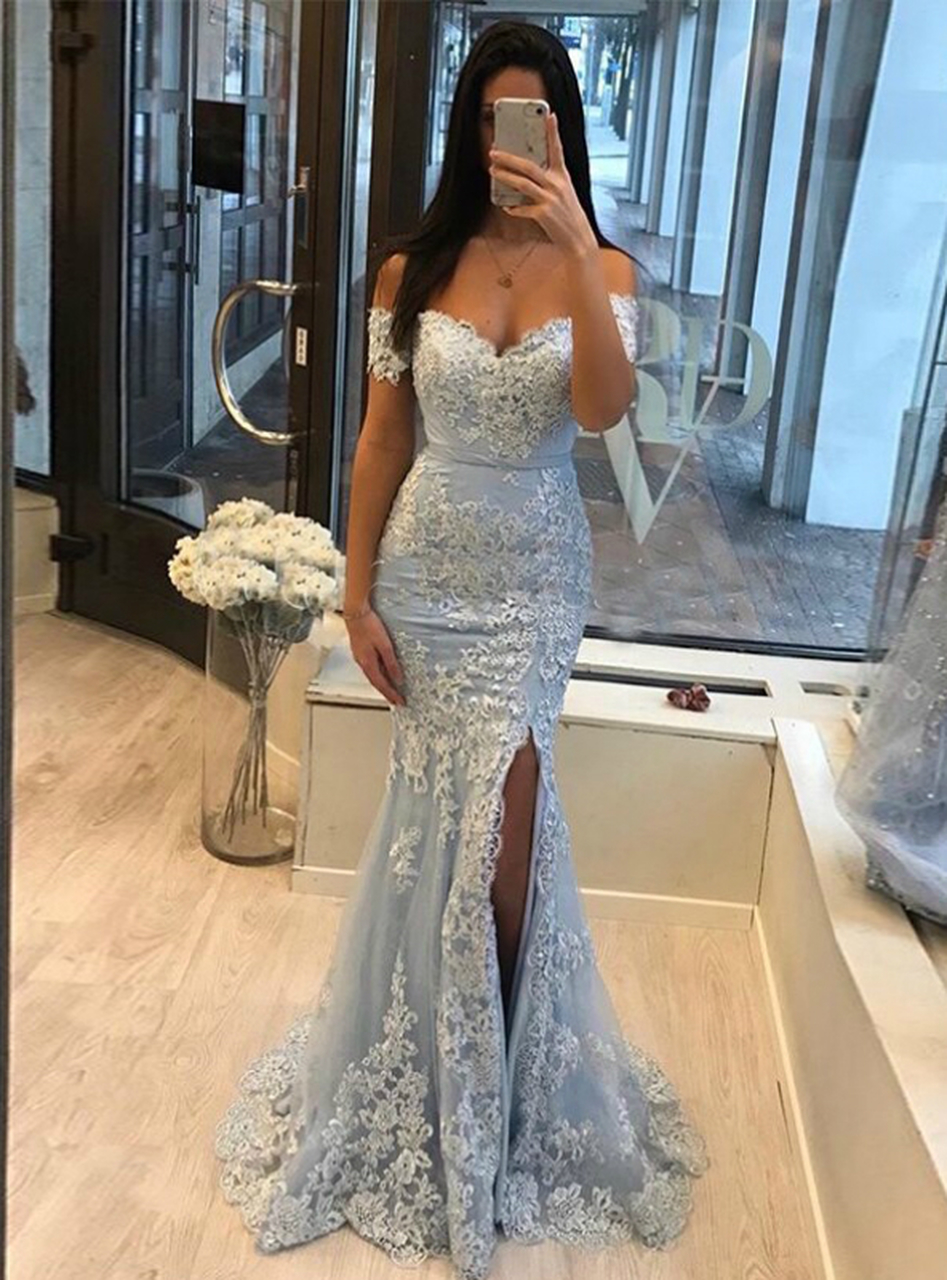 light blue prom dress mermaid