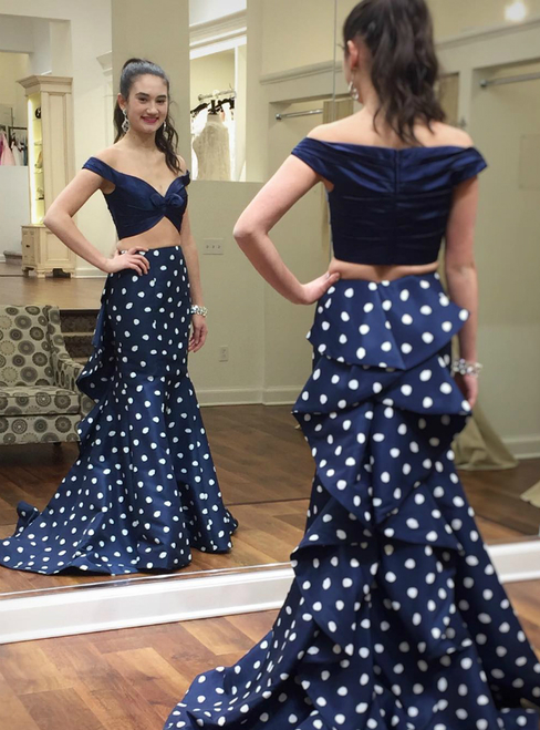 polka dot prom dress 2 piece