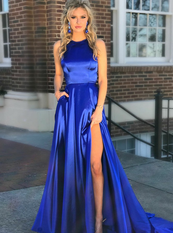 royal blue dress with split