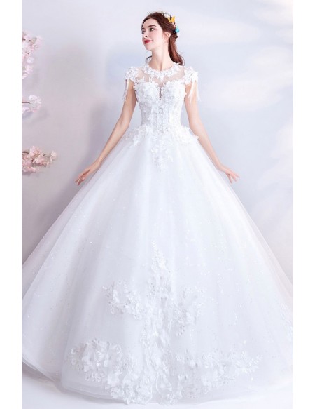 On321 Gorgeous Dreaming Lace Appliques Ball Gown Wedding Dress Beaded Sparkling Crystal Long Sleeves Princess Bridal Gown Buy Long Sleeve Princess Wedding Gowns Elegant Long Sleeve Wedding Gowns Beautiful Princess Bridal Gown Product