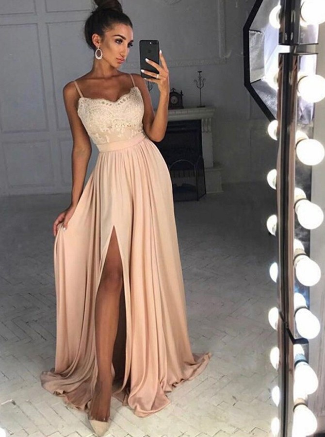 tan prom dress