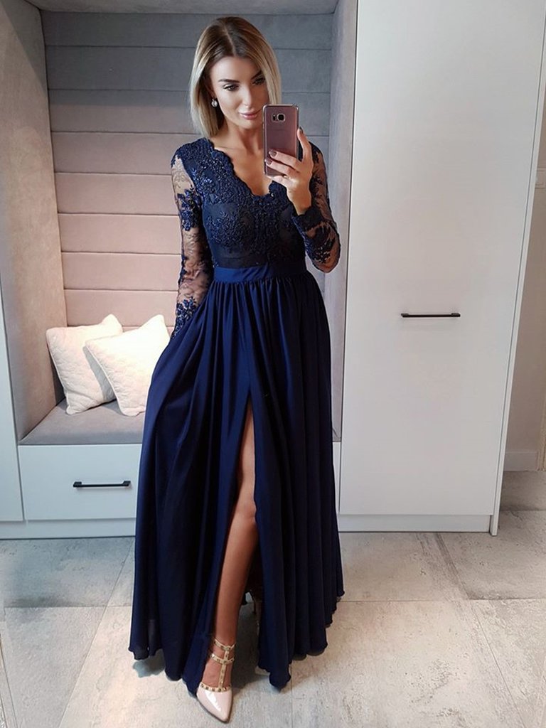 navy blue long dresses