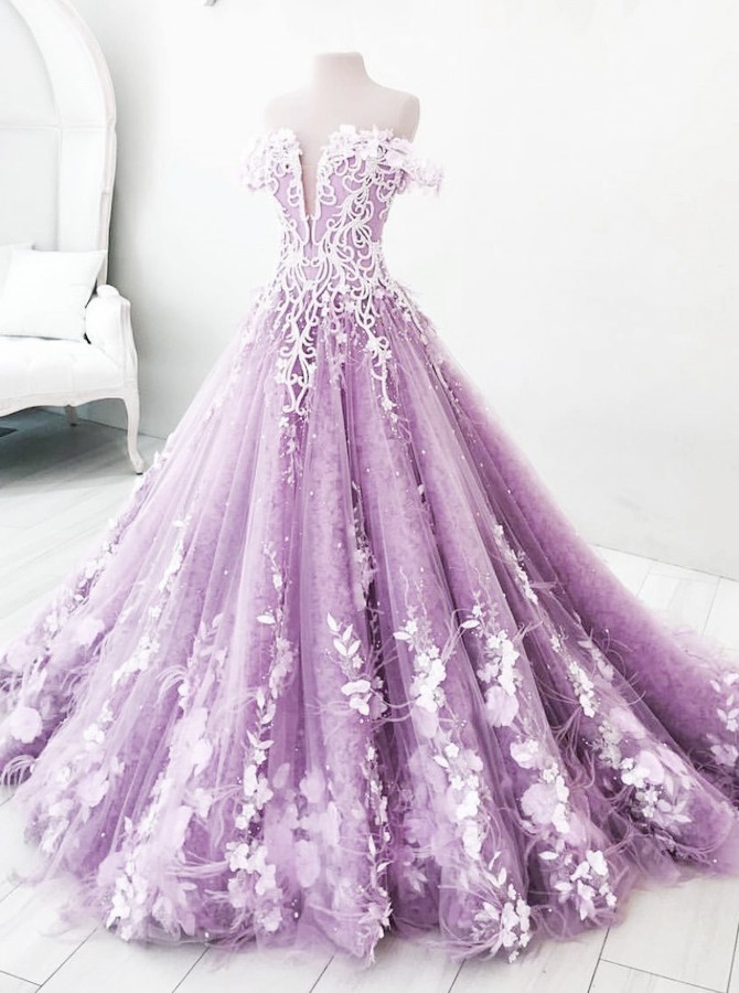 lavender gown with sleeves