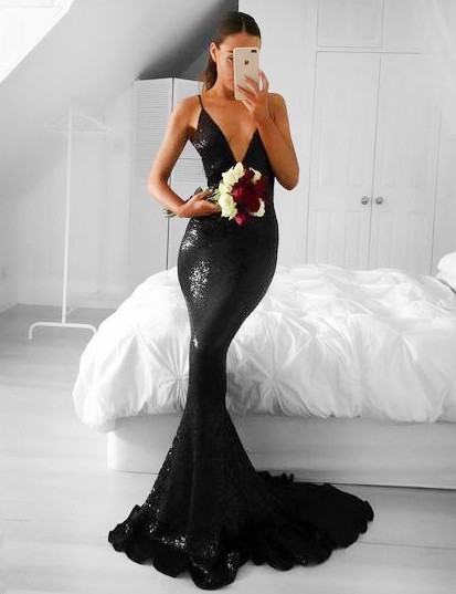 long black glitter dress